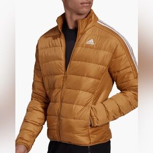 Adidas Men's Essentials 3-Stripes Down Insulated Jacket Mesa Yellow Gold NEW